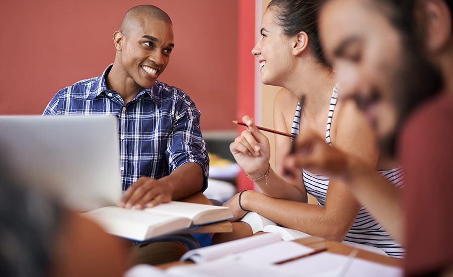 A study group preparing for a U.S. citizenship test​