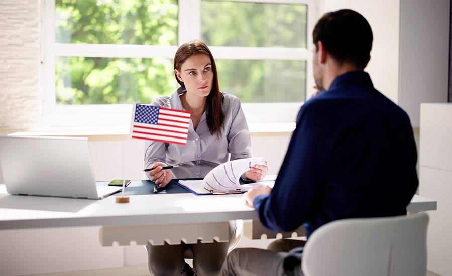 A visa applicant at an interview​