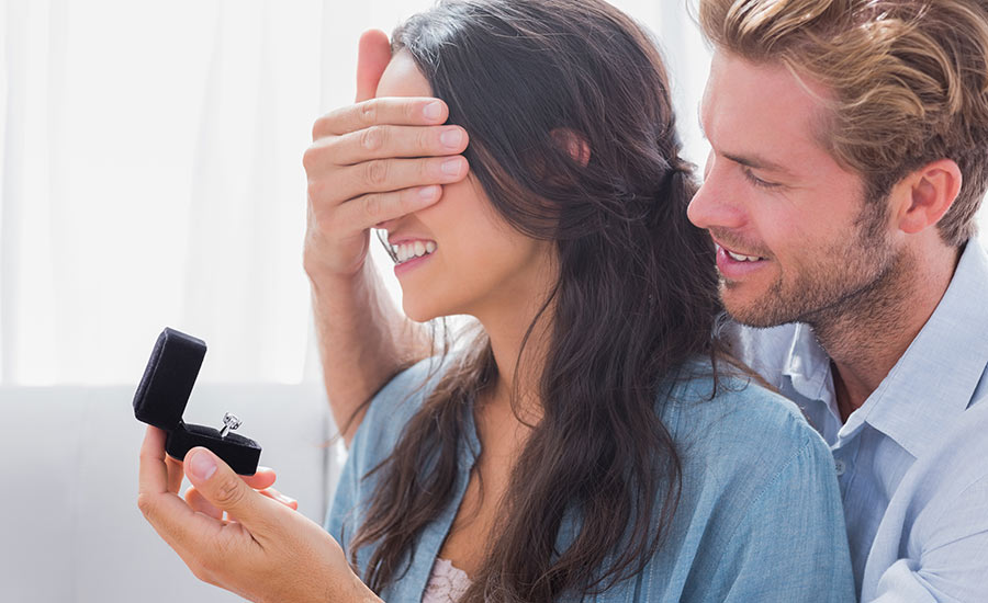 A young man proposing to a beautiful woman​