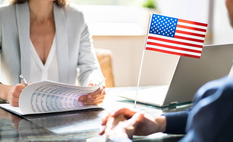 A K-1 visa interview at a U.S. Embassy or Consulate​