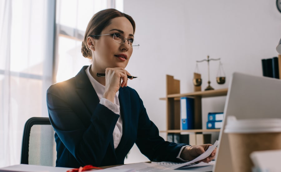 A female lawyer in her office