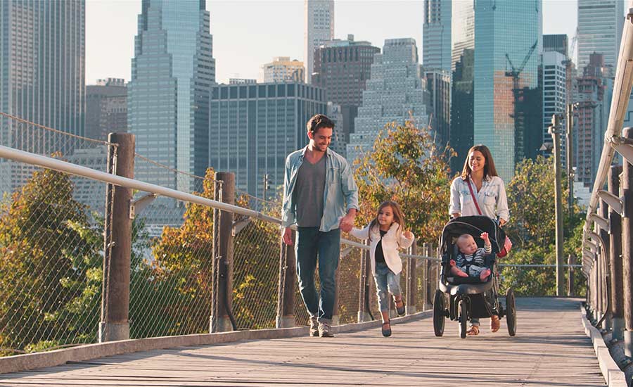 A happy family with children having a walk in NYC​