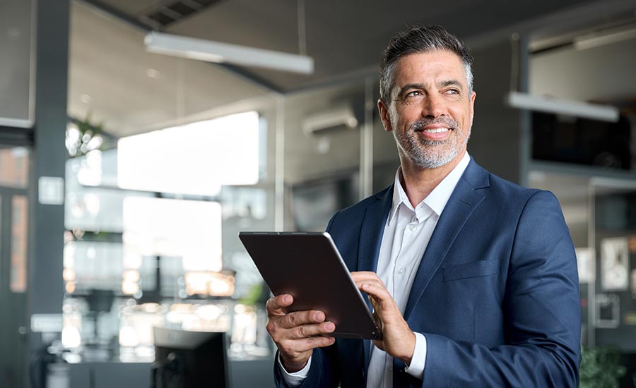 An investor with a tablet