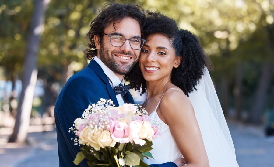 A couple on a wedding day